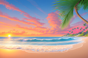 Fototapeta na wymiar beach sunset Generative AI 