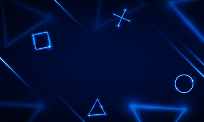 Abstract Game Light out technology and with neon triangles. Hitech communication concept innovation background, vector design