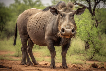 Warthog in wildlife close up