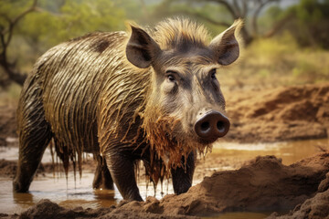 Warthog in wildlife close up