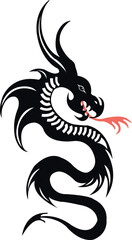 black dragon with white