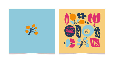 Set of vector backgrounds with flowers in trendy retro trippy style. Hippie 60s, 70s style.