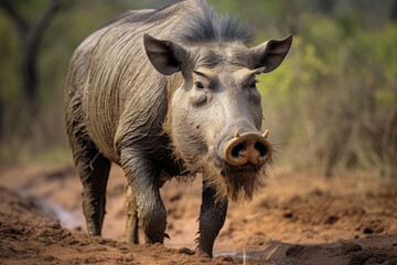 Warthog in wildlife close up