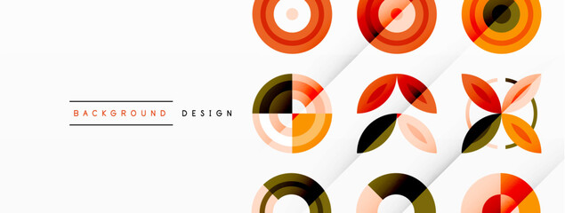 Colorful circles in a grid composition abstract background. Design for wallpaper, banner, background, landing page, wall art, invitation, prints, posters