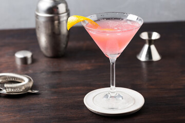 Classic Cosmopolitan Cocktail alcoholic gin, triple sec liqueur, fresh lemon juice and raspberry...