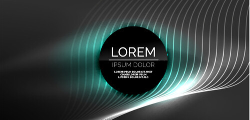 Neon lines and waves abstract background. Techno glowing neon shapes vector illustration for wallpaper, banner, background, landing page, wall art, invitation, prints, posters