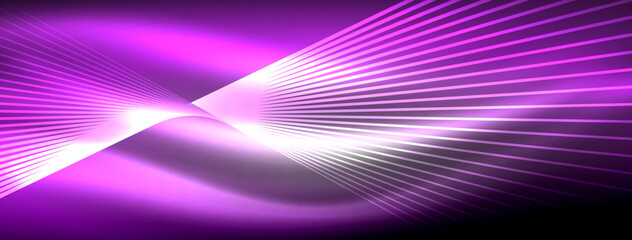 Glowing neon wave abstract background - vibrant, luminescent waves pulsate in a captivating and electrifying display