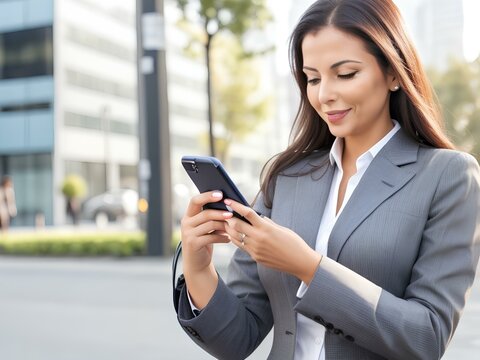businesswoman texting on cell phone