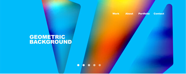 Naklejka premium Bright colorful triangular shapes abstract background with fluid color effect. Glass, light and shadow effects. Illustration For Wallpaper, Banner, Background, Card, Book Illustration, landing page