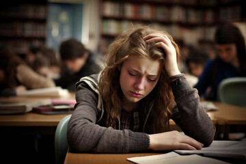 a student struggling with a difficult concept.  frustrated and stressed. the challenges of learning