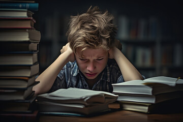 a student struggling with a difficult concept.  frustrated and stressed. the challenges of learning