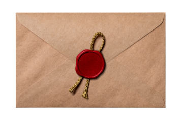 赤いシーリングワックスで封をされた、茶色い封筒