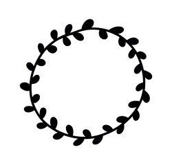 Naklejka premium Circle floral wreath. Wedding round botanical frame with leaves. Vector flower decorative laurel.
