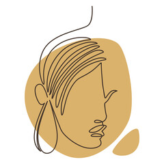 Female portrait in in continuous line art vector