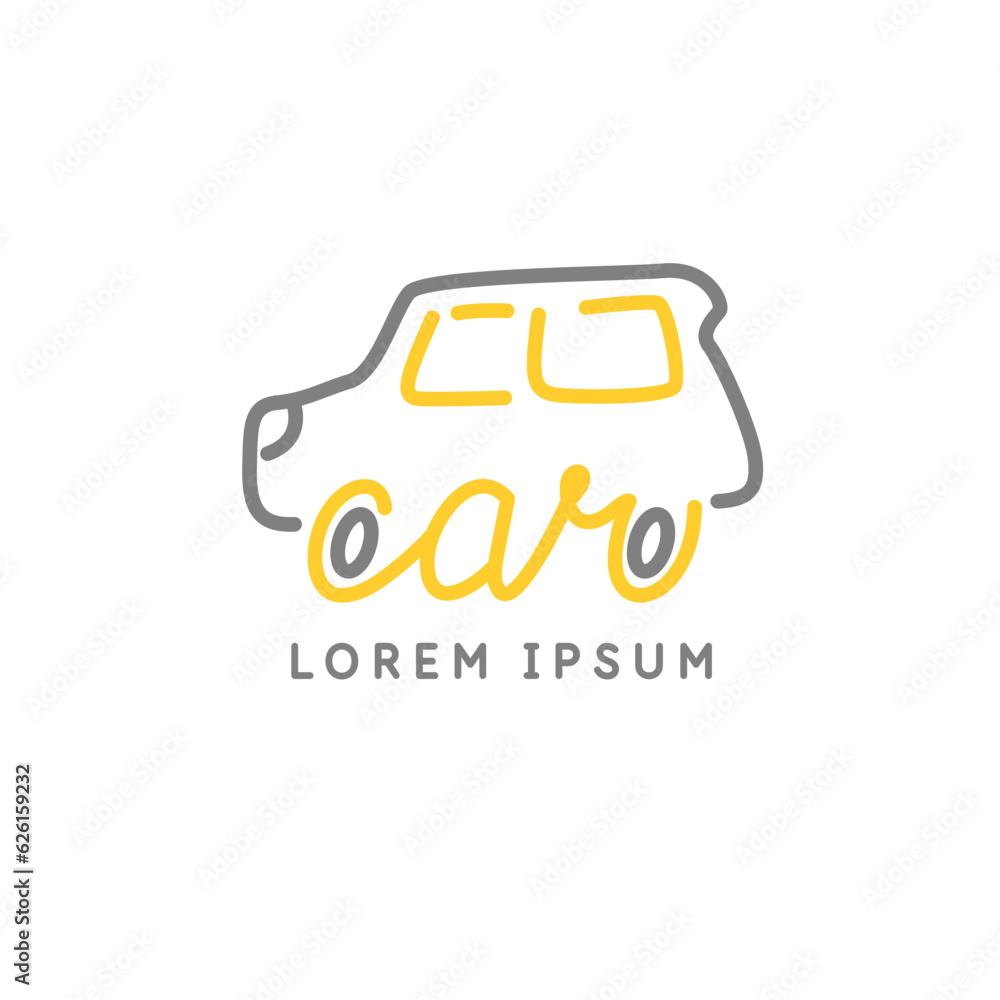 Poster minimalistic and stylish car emblem. modern graphics. vector illustration with text in a fashionable