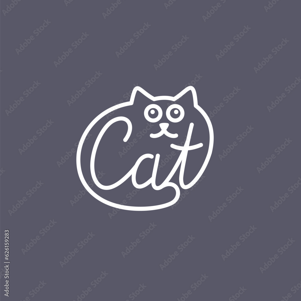 Poster minimalistic and stylish cat emblem. modern graphics. vector illustration with text in a fashionable
