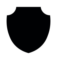 Police shield black shape. Heraldic shields blank emblems. Security vector labels.