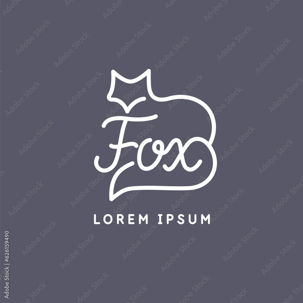 Poster minimalistic and stylish fox emblem. modern graphics. vector illustration with text in a fashionable