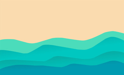 papercut beach sands and sea background vector 