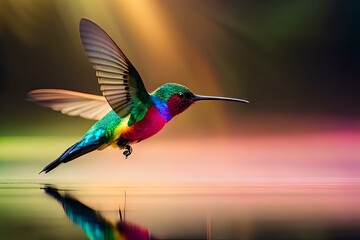 hummingbird on a branch - obrazy, fototapety, plakaty