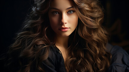 A beautiful woman with long hair like silk. AI Generated
