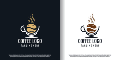 coffee logo design with creative and unique concept premium vector