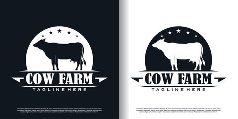 Cow logo design for business Premium Vector