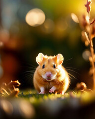 hamster Playing in the Garden. generative AI