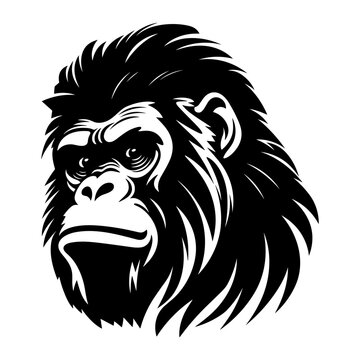 recommend clip art: Ape monkey head logo black silhouette svg vector