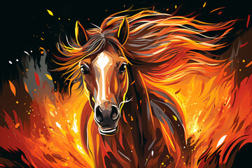 Illustration of a Horse Light Painting cartoon background