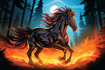 Obraz na płótnie Canvas Illustration of a Horse Light Painting cartoon background