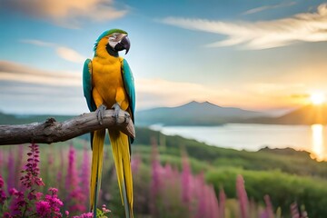 blue and yellow macaw generated ai