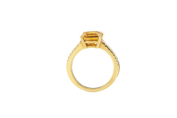Gold Ring with Topaz and Diamonds including clipping path