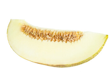 Slice melon isolated on white background. File contains clipping path. Full depth of field.