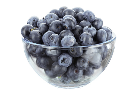 Blueberry antioxidant organic superfood in a glass bowl concept for healthy eating and nutrition Isolated on white background. File contains clipping path. Full depth of field.