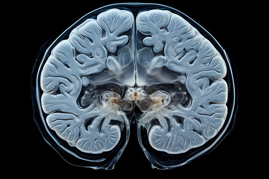 brain scan cross section isolated on black