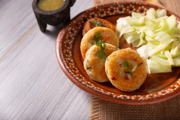 Potato pancakes, a very popular homemade dish in many countries, in traditional Mexican cuisine they are known as 