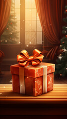 A Christmas-themed digital illustration of a present box . AI Generated