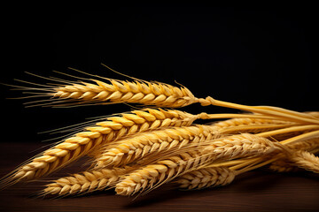 Wheat fruit photo with black background. AI Generated