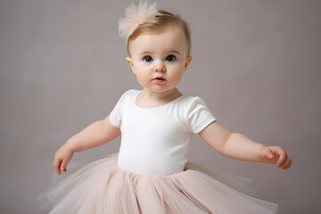 portrait of a little girl in a white ballet outfit