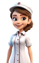 3D cartoon render of smiling female nurse