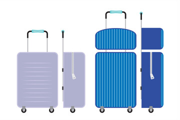 Set of luggage vector illustration. Different kinds of suitcases illustrations set