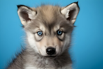 Baby wolf pup portrait