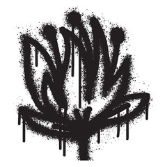 Spray Painted Graffiti flower icon Sprayed isolated with a white background. graffiti flower branch symbol with over spray in black over white. 