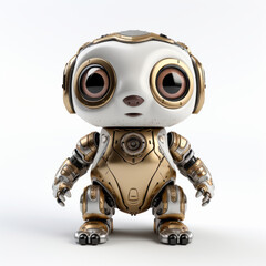 Cute sloth robot, robotic animal isolated over white background. AI Generated