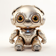 Cute sloth robot, robotic animal isolated over white background. AI Generated