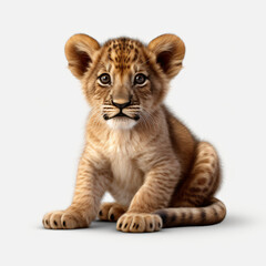 Obraz na płótnie Canvas A lion cub isolated on white background 