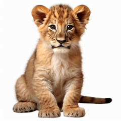 Fototapeta na wymiar A lion cub isolated on white background 