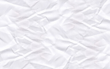 White сlean crumpled paper background. Horizontal crumpled empty paper template for posters and banners. Vector illustration