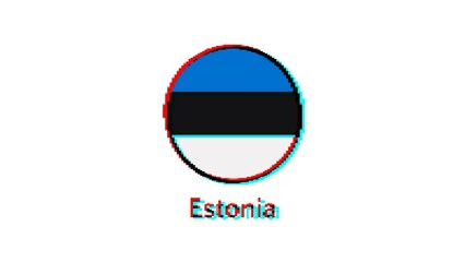 Estonian flag Motion Graphics. Pixel Estonia flag with glitch effect on white background
